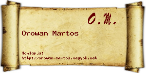 Orowan Martos névjegykártya